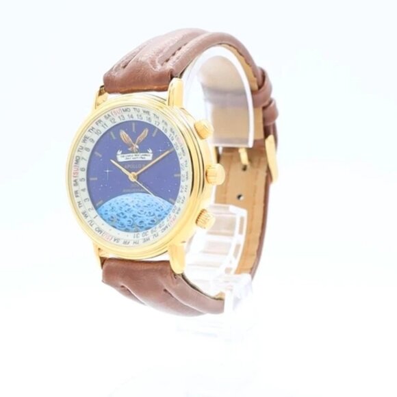 Vintage 37mm Apollo II 25th Anniversary Men's Quartz Wristwatch Japan Gold Tone - Picture 1 of 5
